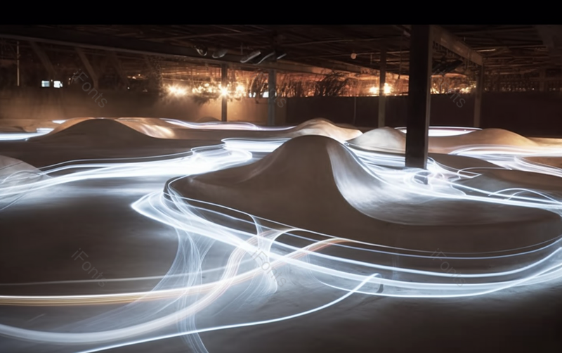 白色滑板公园带灯滑行长曝光拍摄夜景曲线流体,高清,摄影图,摄影图片,图片大全,摄影图免费下载